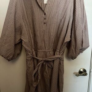 Striped Brown Shirt Dress